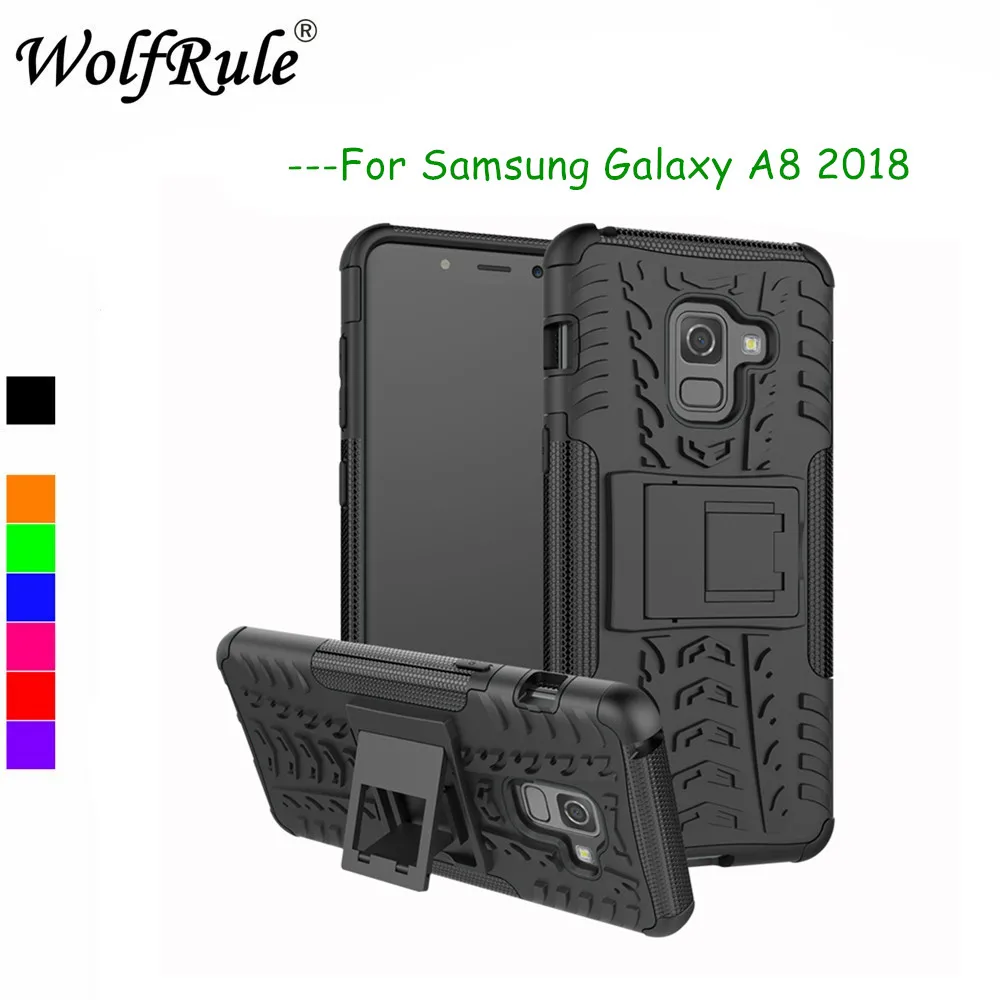 

WolfRule sFor Case Samsung Galaxy A8 2018 Cover Shockproof Silicone + Plastic Kickstand Back Case For Samsung A8 2018 Funda A530