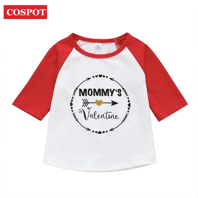 COSPOT/футболка для мальчиков и девочек детская однотонная красная белая футболка с