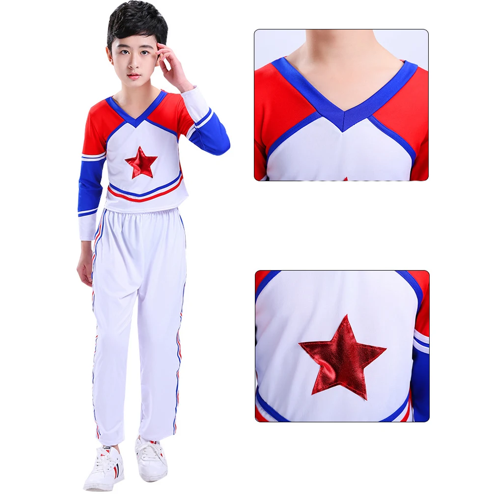Boy Gril Student Cheerleader Teenagers School Uniform Skirt Kid Dance Costume Gymnastics Children Performance Clothing 110-160CM