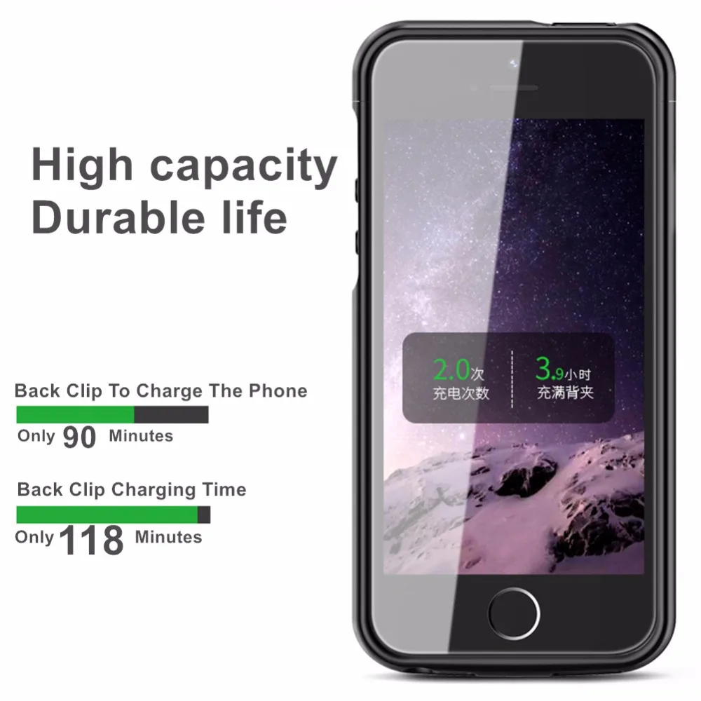 Чехол для iphone 5S power 4000 мАч, ультра тонкий чехол для зарядного устройства, для Apple iphone 5 5S SE Чехол Smart power Bank
