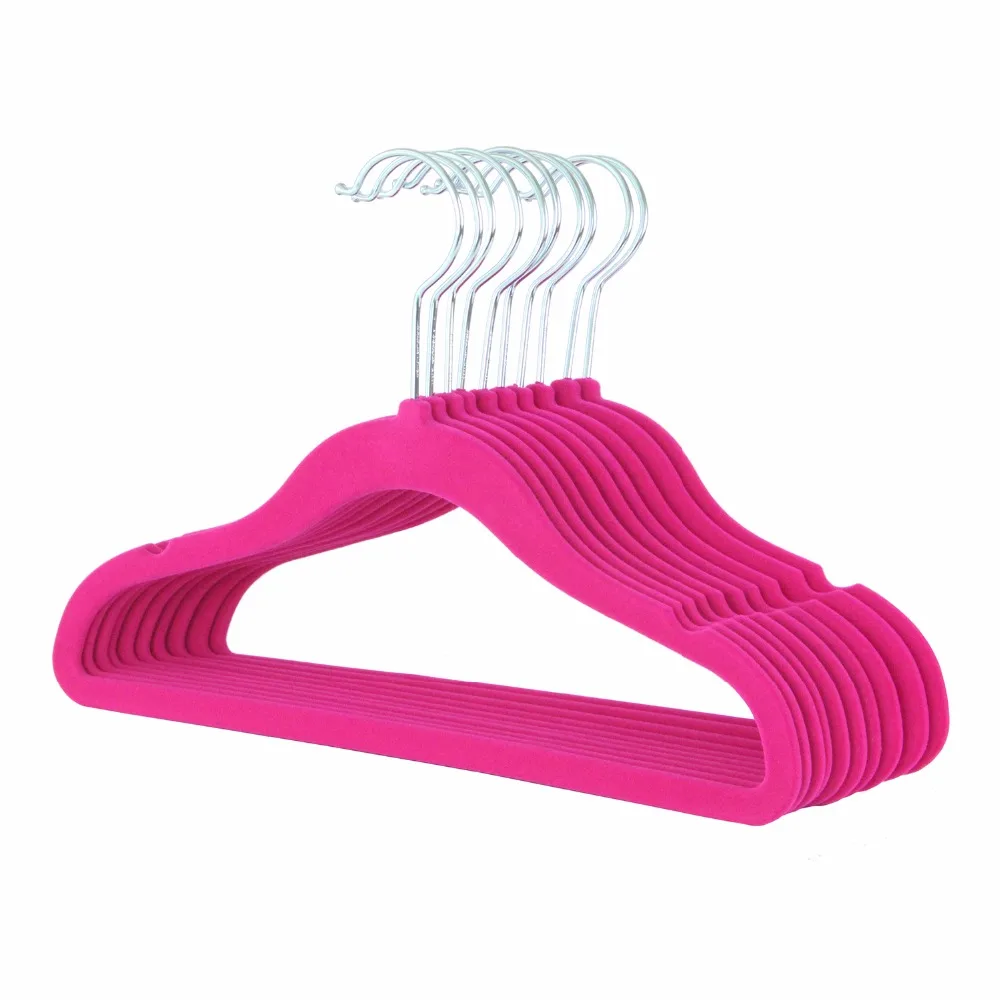 Hangerlink розовая детская стандартная ниспадающая Вельветовая вешалка Orginazer