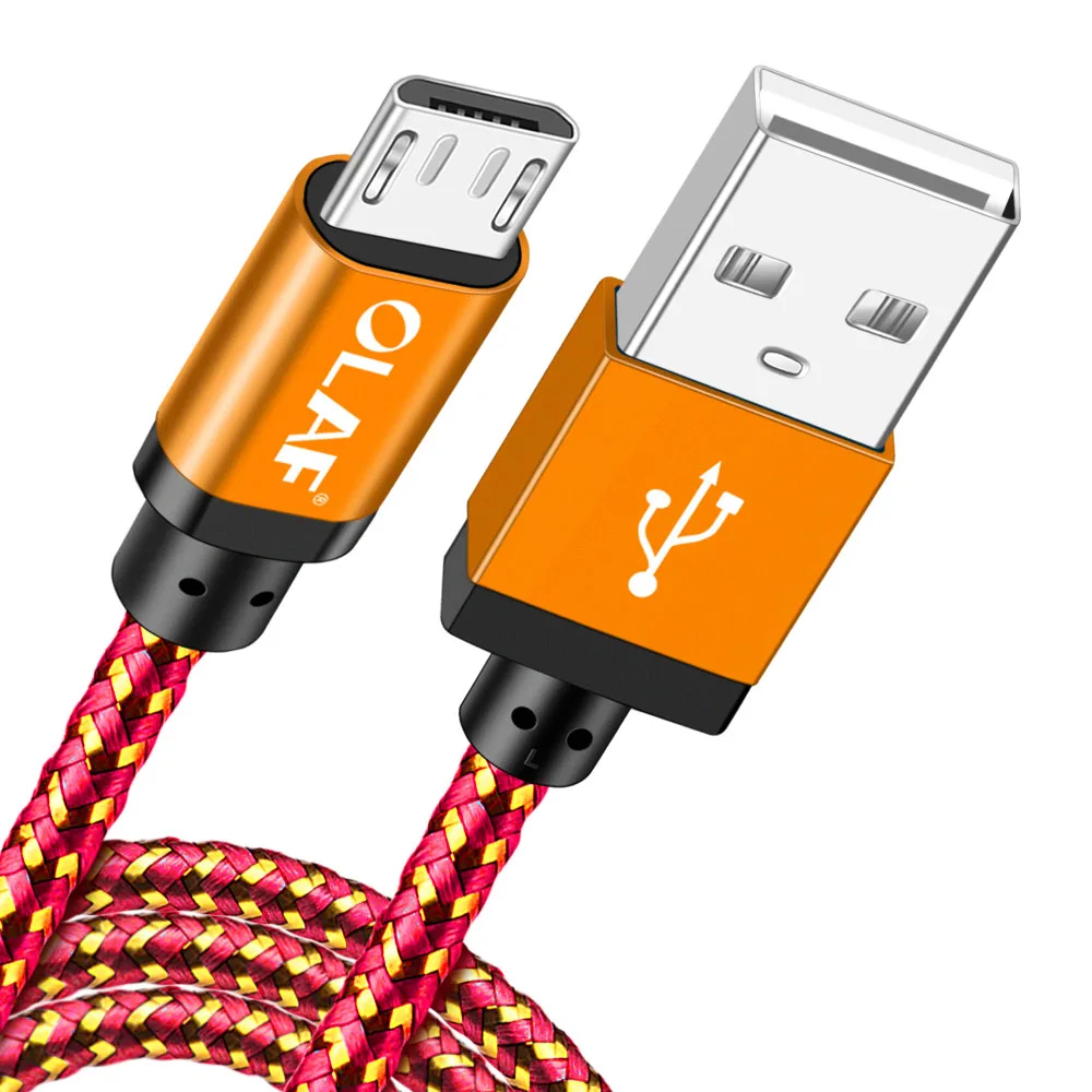 Red Olaf Micro USB кабель 2A Быстрая зарядка зарядное устройство USB кабель для передачи данных для samsung Xiaomi LG планшет Android мобильный телефон usb зарядный шнур - Цвет: Red