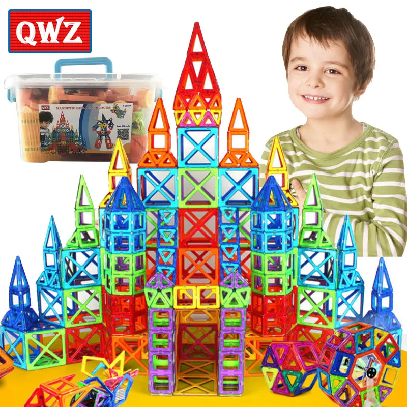 Бренд QWZ 215 шт. Мини магнитные блоки строительные игрушки кирпичи магнит