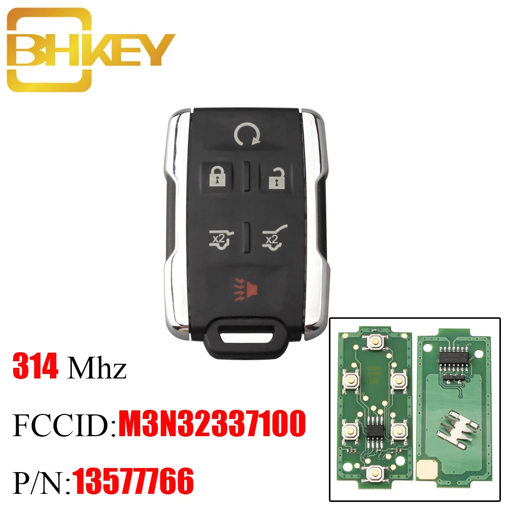 BHKEY 5 + 1 кнопочный дистанционный Автомобильный ключ для GMC Yukon XL 2015 2018 314 МГц Chevy Tahoe