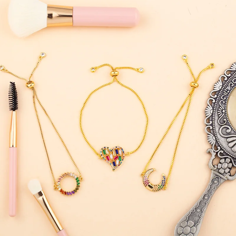 Женский браслет с подвеской в виде сердца фианитом | Украшения и аксессуары