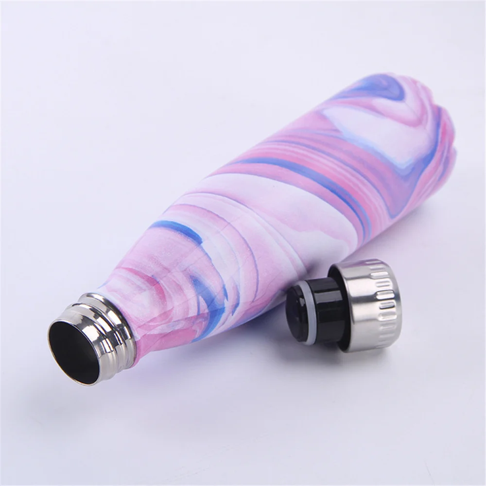 Мраморная текстура бутылка для воды с двойными стенками из нержавеющей стали