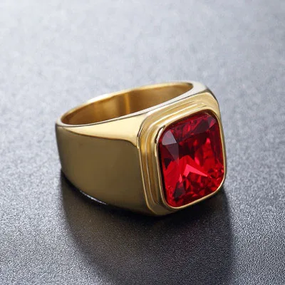Ring Men Stainless Steel Couple Red Blue Black Stone With Wedding Gold Male For | Украшения и аксессуары