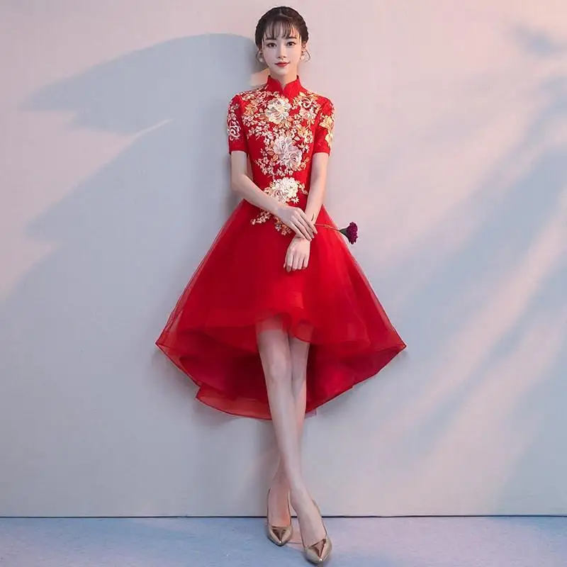 Style 12 Красное традиционное китайское свадебное платье для невесты улучшенное женское платье с цветочной вышивкой Cheongsam Vestidos элегантное тонкое Qipao XS-XXL - Цвет: Style 12