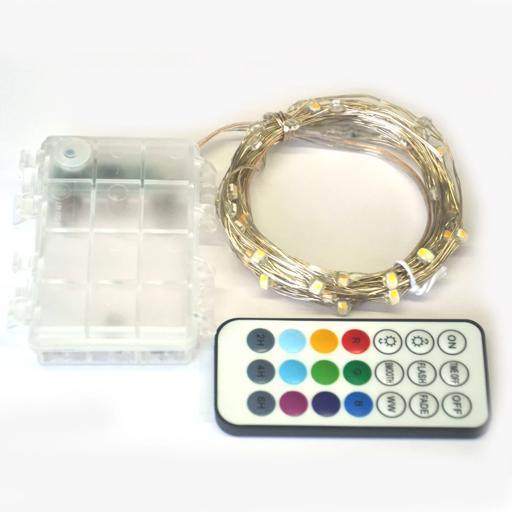 RGB+ теплый белый светодиодный гирлянда с usb-аккумулятором, таймер, пульт дистанционного управления, ночник для гирлянды, украшение для рождественской вечеринки, 5 м, 10 м