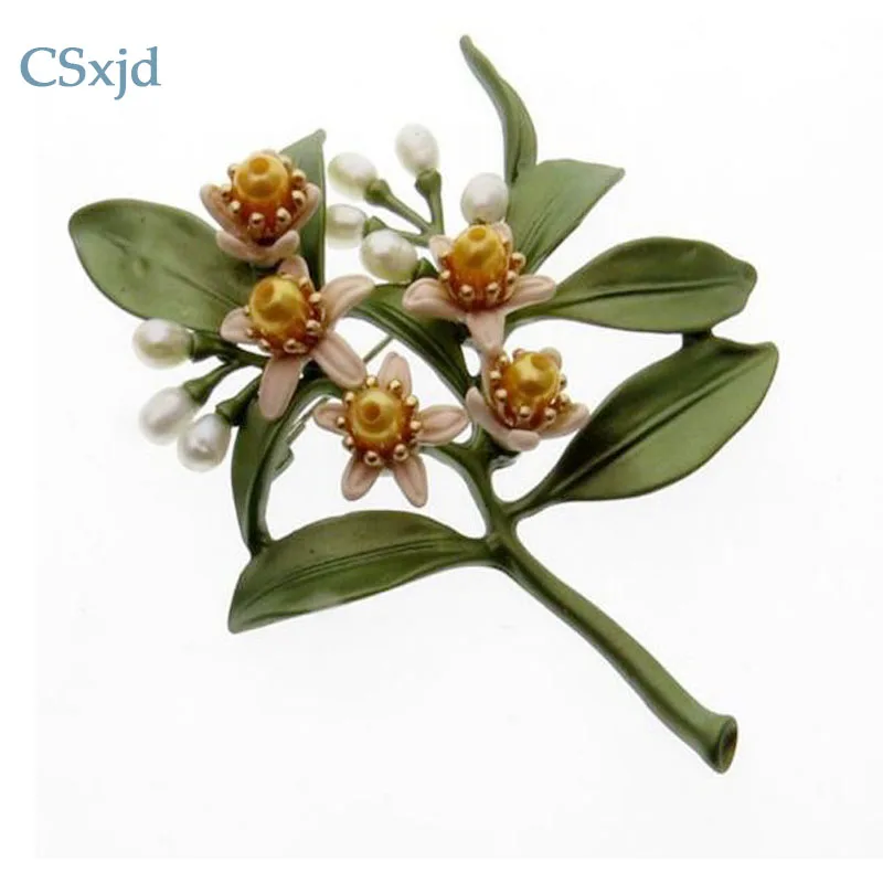 Винтажная брошь CSxjd золотого и белого цвета с натуральным жемчугом зеленая