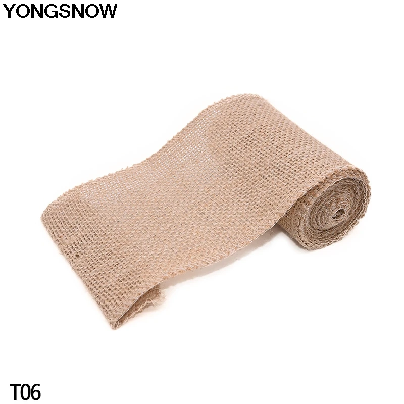 T06 10CM 2/5 ярдов 3-30 см Натуральный Джут Мешковина Hessian рулоны деревенский винтаж ленты Свадебная вечеринка Декор DIY Ремесло Подарочная упаковка Рождественский орнамент - Цвет: T06 10CM