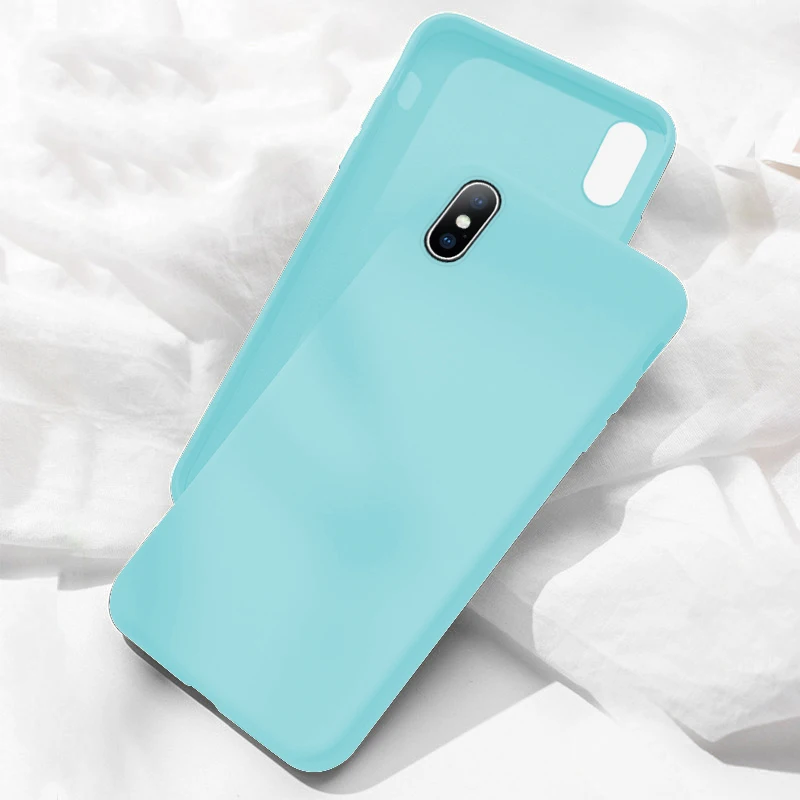 Lovebay жидкий тонкий мягкий чехол для телефона для iPhone 11 8 7 6s Plus Мягкий силиконовый чехол однотонный карамельный цвет для iPhone 11Pro X Xs Max XR - Цвет: Синий
