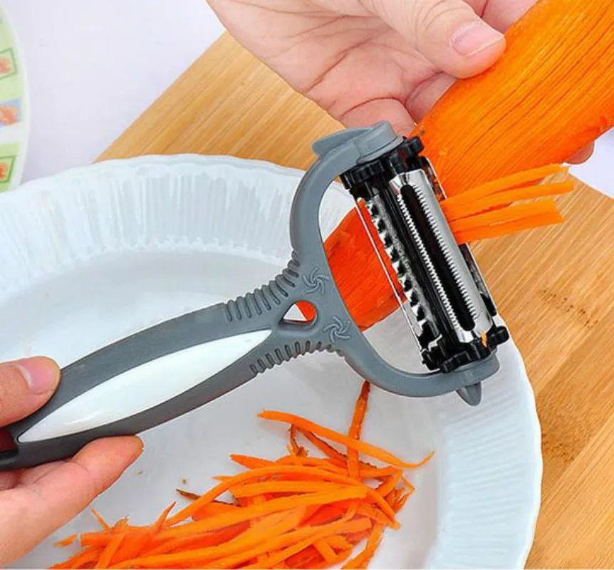 

Multifunctional 360 Degree Rotary Potato Peeler Vegetable Cutter Fruit Melon Planer Grater Kitchen Gadgets with 3 Blades