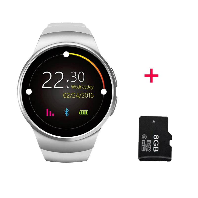 Silver 8GB Смарт-часы с Bluetooth, полный экран, поддержка SIM, TF карта, новинка, умные часы, телефон, пульсометр для apple gear s2, pk, huawei, xiaomi - Цвет: Silver 8GB