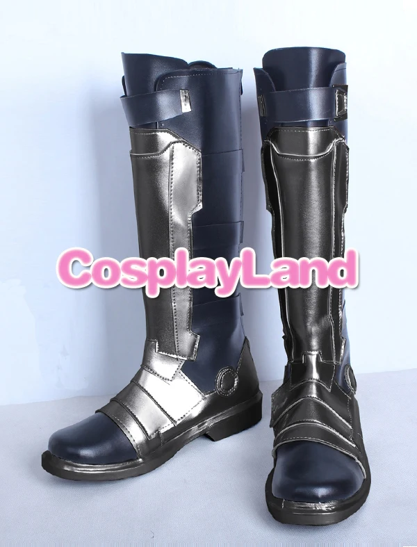 OW SOLDIER76 черные и Серебристые ботинки для косплея; мужские костюмы косплей; обувь для вечеринок; ботинки под заказ