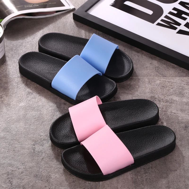 Женские пляжные шлепанцы унисекс дизайнерские сандалии сплошного цвета черные