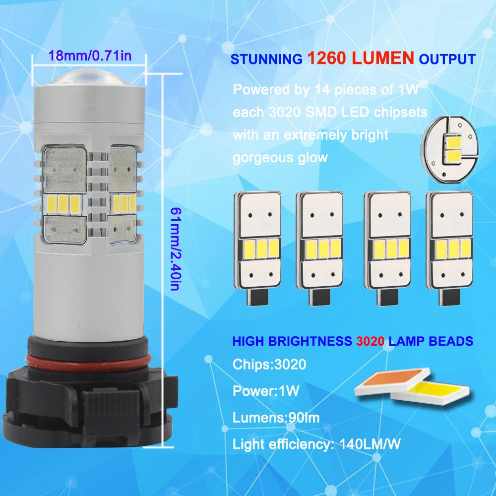 KAMMURI никакой ошибки H16 5202 PS19W светодио дный лампы для Jeep Compass LED дхо дневные ходовые огни светодио дный днем Бег фары белый 6000 K 2 шт