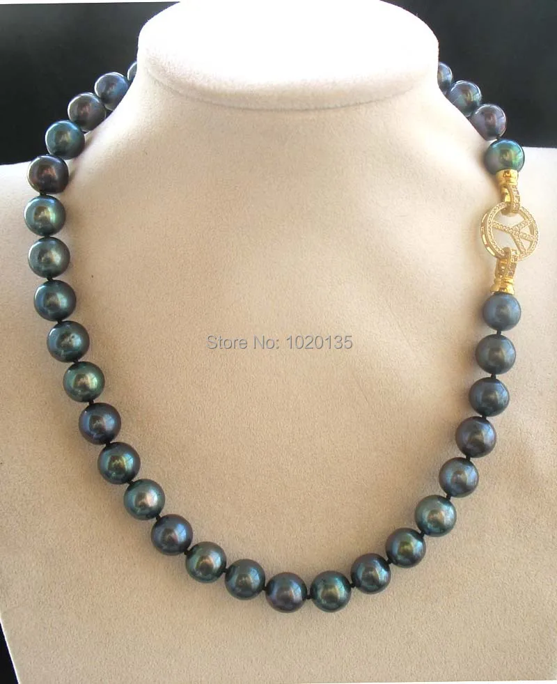 

Пресноводный жемчуг Павлин Черный АА 11-12 мм ожерелье 18 "FPPJ