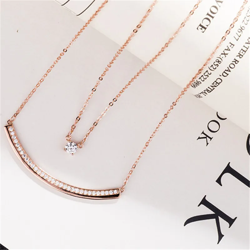newest smile charm CZ stone pave jewelry layered personalized necklace silver 925 necklaces pendant as women accessories | Украшения и