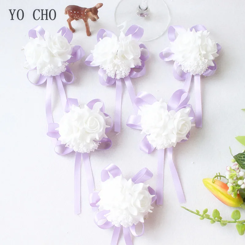 YO CHO Prom Beutiful PE розы вечерние цветы на запястье Свадебные наручные Цветы розовые подружки невесты шелковый корсаж ручной цветок для свадьбы