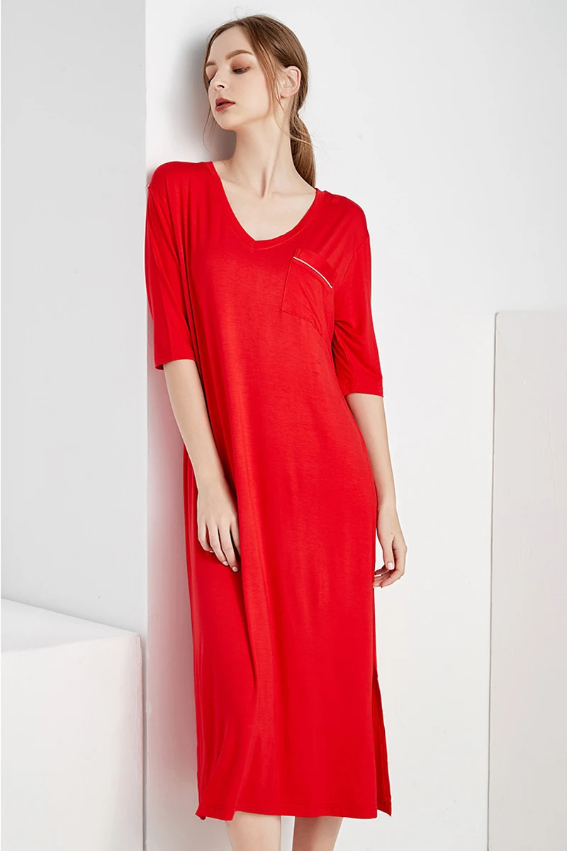 Ночная рубашка женская длинная из модала большого размера 100 кг | Женская одежда