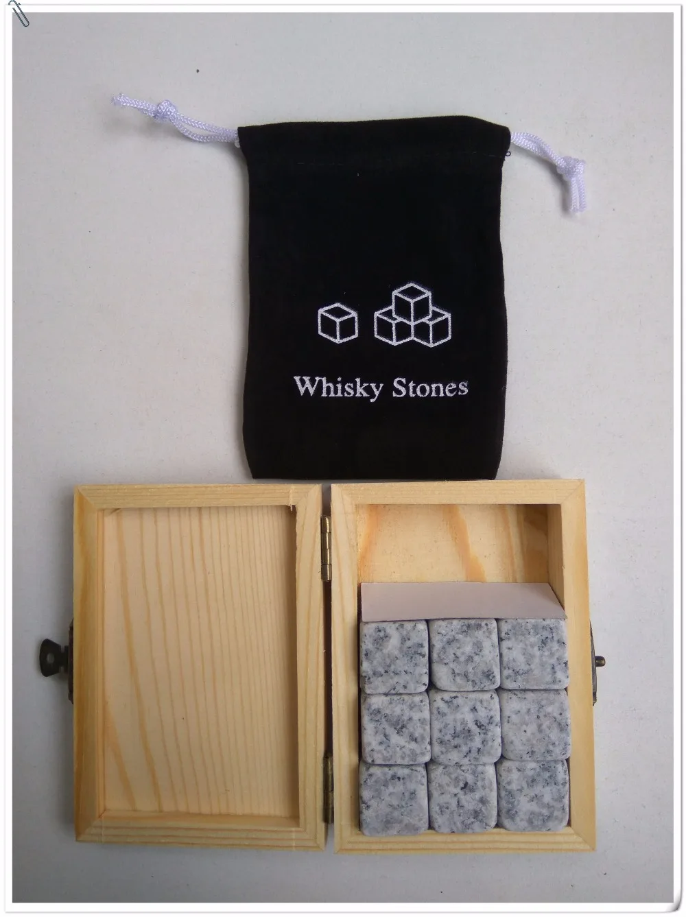 3 цвета 9 шт./компл. камни для виски с деревянной коробкой + бархатный мешок