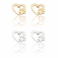 dog paw print earrings for women hollow love heart stud earring gold metal animal pet earing christmas xmas jewelry gifts