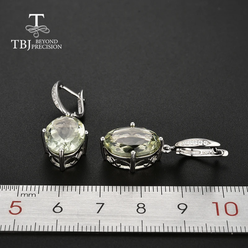 Женский ювелирный набор TBJ с зеленым аметистом натуральным драгоценным камнем