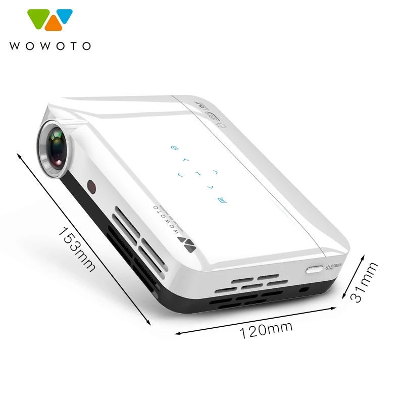 WOWOTO мини проектор высокой яркости 3600 Android Wi Fi Bluetooth экономичный 350ANSI светодиодный