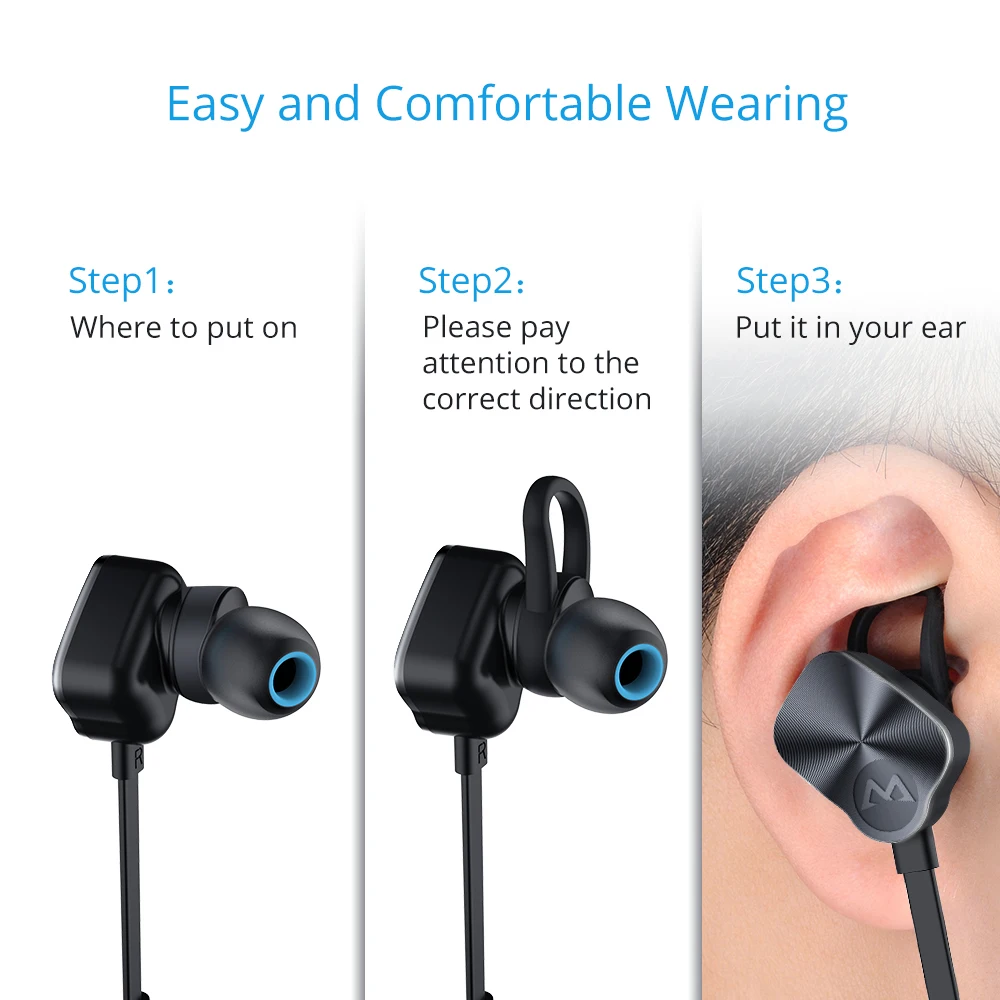 Беспроводные наушники Mpow MBH29 Bluetooth 4 1 вкладыши с дистанционным управлением и
