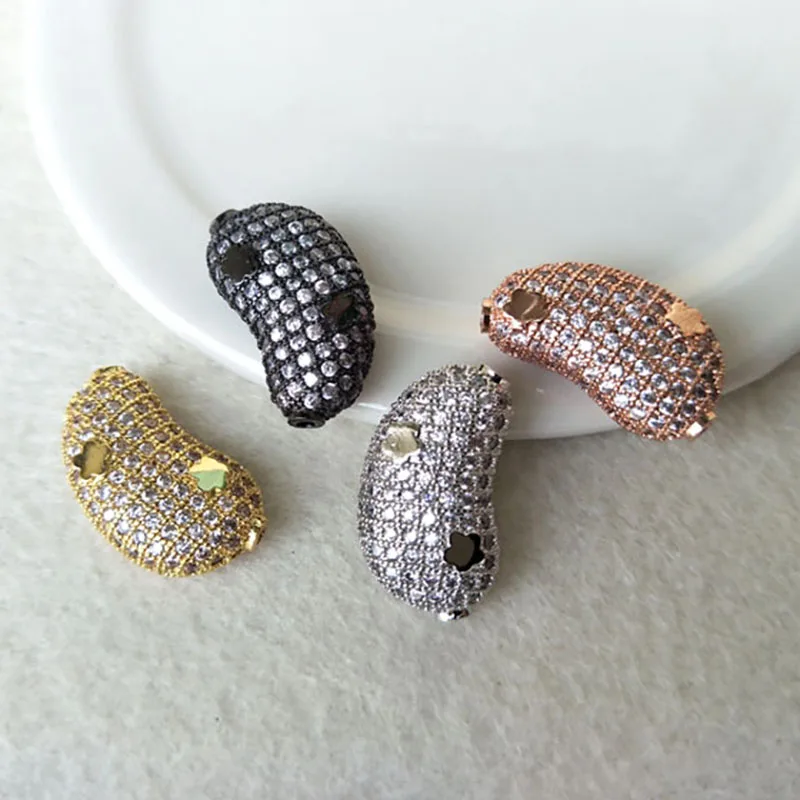 

10 Pcs CZ zircon crystal Micro pave Cashew shape Connector Spacer Beads for DIY Making Bracelet necklace Jewelry Finding BD135