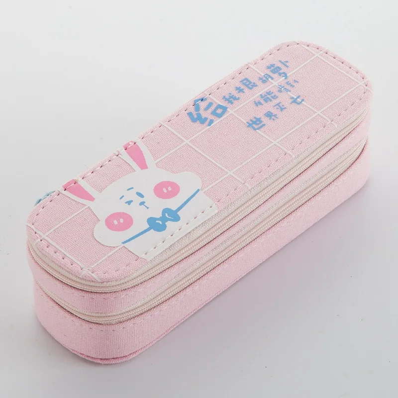 ear rabbit pink Чехол для карандашей ярких цветов, 2 слоя, коробка для ручек, мультяшная сумка для карандашей с фруктами, милый органайзер для канцелярских принадлежностей, Подарочная коробка для школьницы, чехол - Цвет: ear rabbit pink