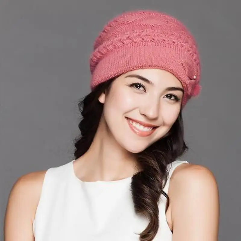 Женская шерстяная шапка утепленные теплые облегающие шапки двухслойные