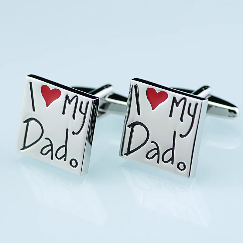 OnlyArt silver I Love My запонки для папы аксессуар для мужчин для рубашки квадратная манжета Ссылка для подарка на день рождения