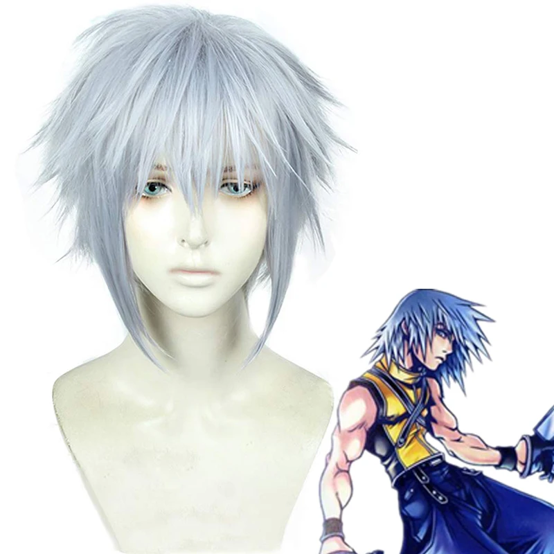 Парик для косплея Riku Game KINGDOM HEARTS 3 серый термостойкие синтетические волосы
