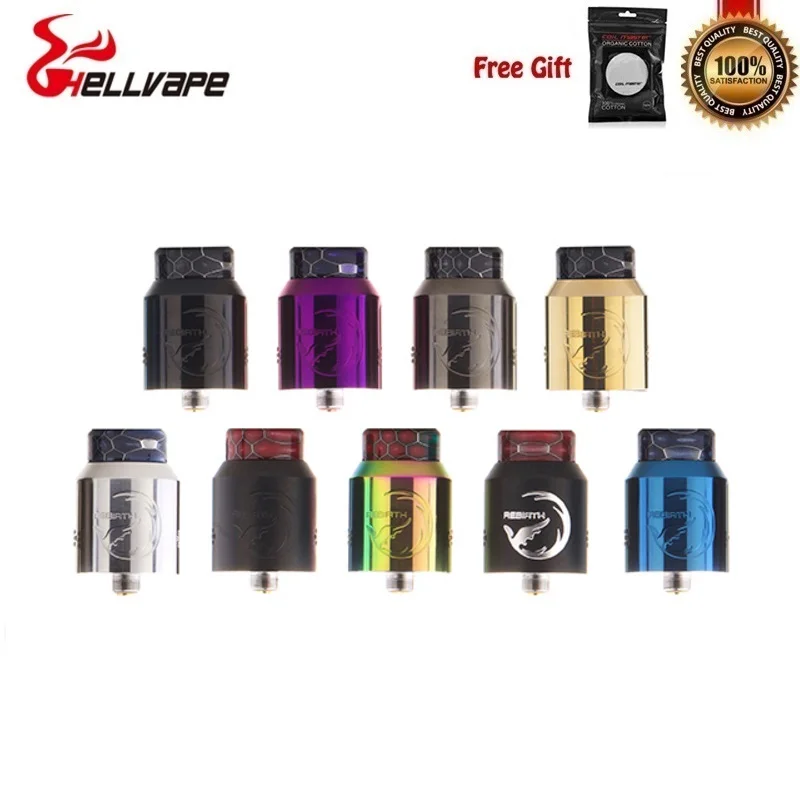 Оригинал Hellvape Rebirth 24 мм RDA Vape бак 810 капельный наконечник одна катушка сборка для