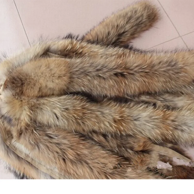 Кожаный меховой воротник 100% натуральный шарф из меха енота 70 см меховая отделка