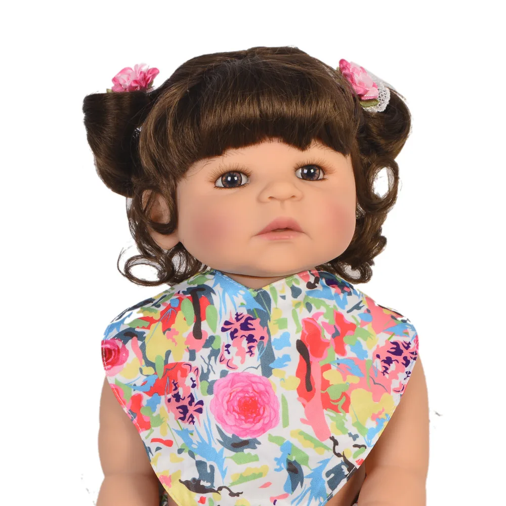 Живые 55 см силиконовые виниловые Bonecas карие глаза Новорожденные реалистичные