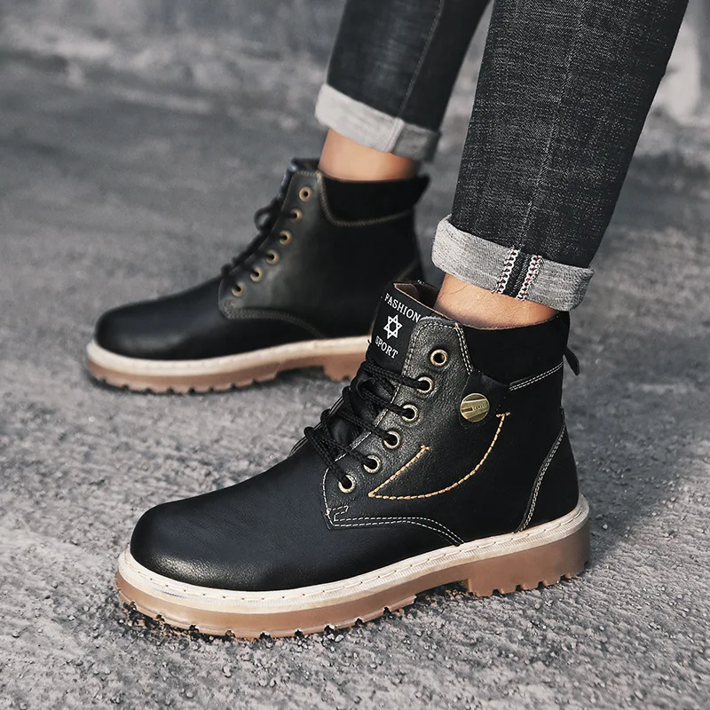 Однотонные модные мужские ботинки для отдыха повседневная женская обувь с