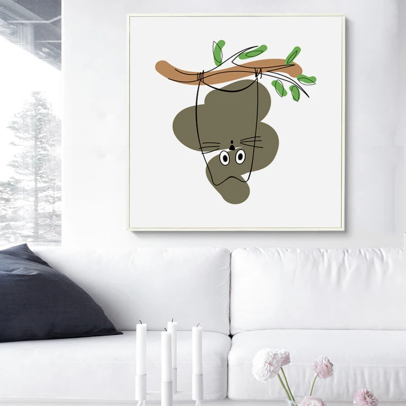 07 г простая Абстрактная Картина на холсте с изображением кошек постер