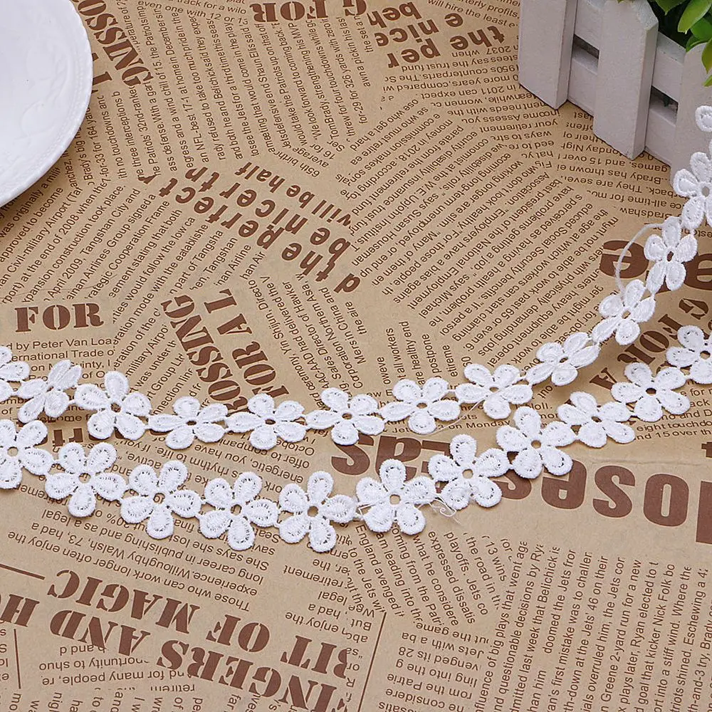 Вышитая ромашка Цветочная аппликация с кружевной отделкой повязка на голову