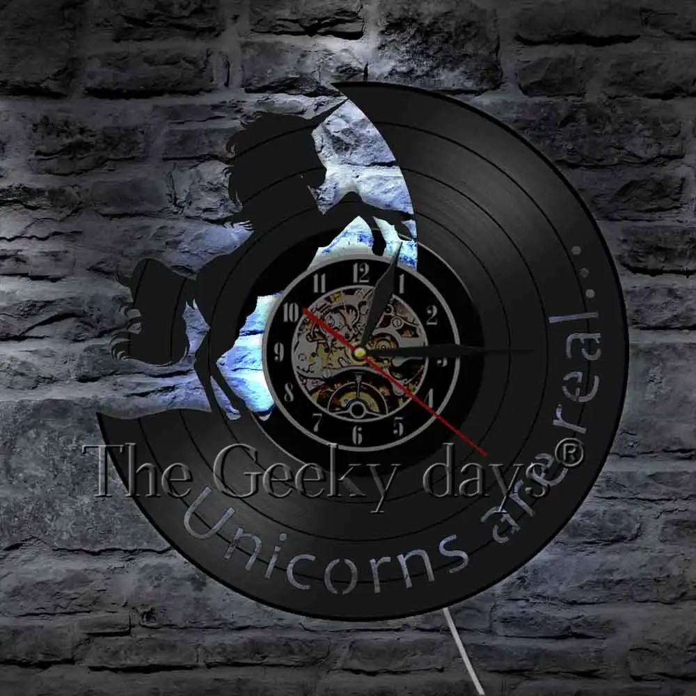 Настенные часы с изображением единорога виниловые 3d 12 дюймов волшебной лошадью