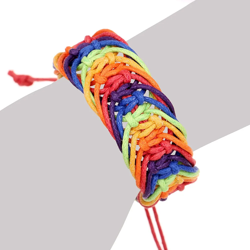 Браслет ЛГБТ с радужной ручкой Плетеный макраме для женщин геев любителей