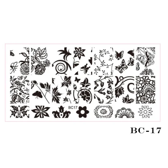 BC17 STZ 1 шт. пластина для стемпинга для нейл-арта шаблон кружева цветок лист Бабочка трафареты печать для ногтей Полировка плесень маникюрные инструменты BC01-20 - Цвет: BC17