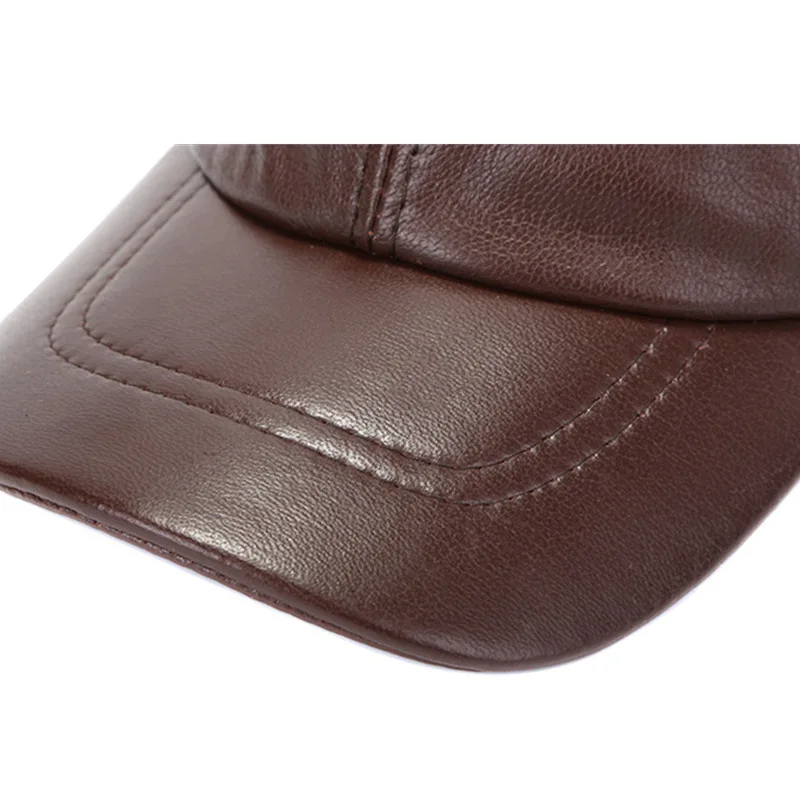 Мужская бейсбольная Кепка из натуральной кожи на весну осень зиму Регулируемая