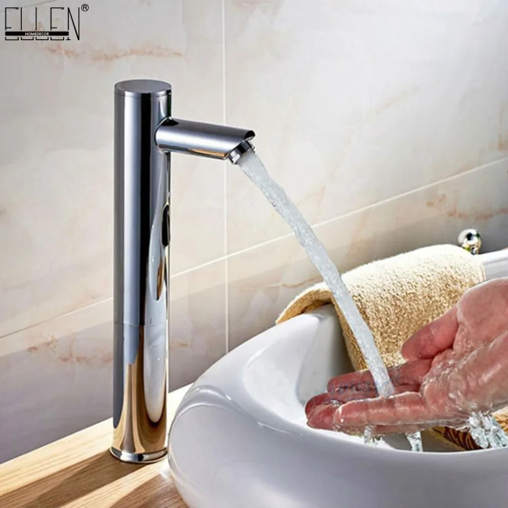 

Bathroom Tall Automatic Touch Free Sensor Faucets Single Cold Water Saving Inductive Electric Tap Mixer Battery Power ELBS10