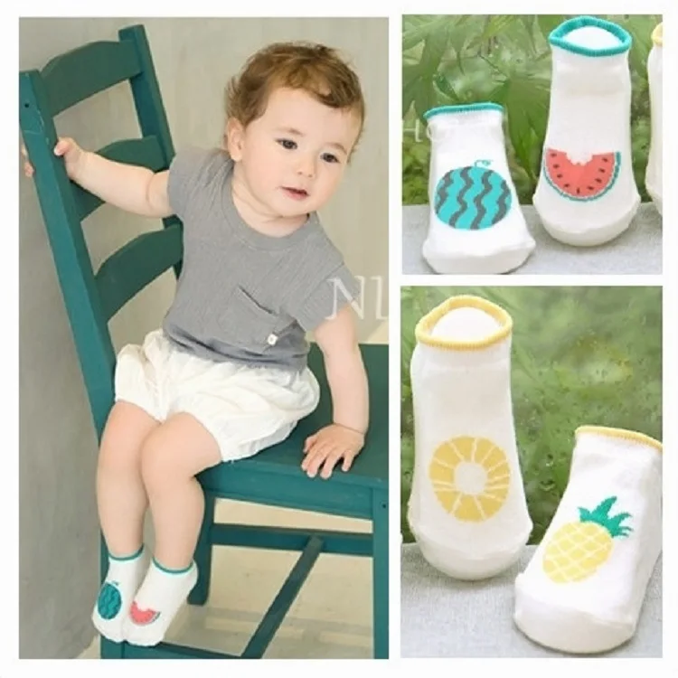 Детские носки хлопковые детские напольные с защитой от кораблей фруктовый арбуз