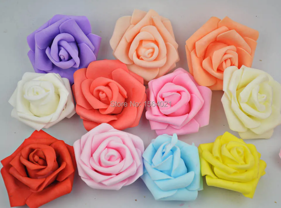 5-6 см разные цвета пены розы Цветочные головки/плоские задние полиэтиленовые