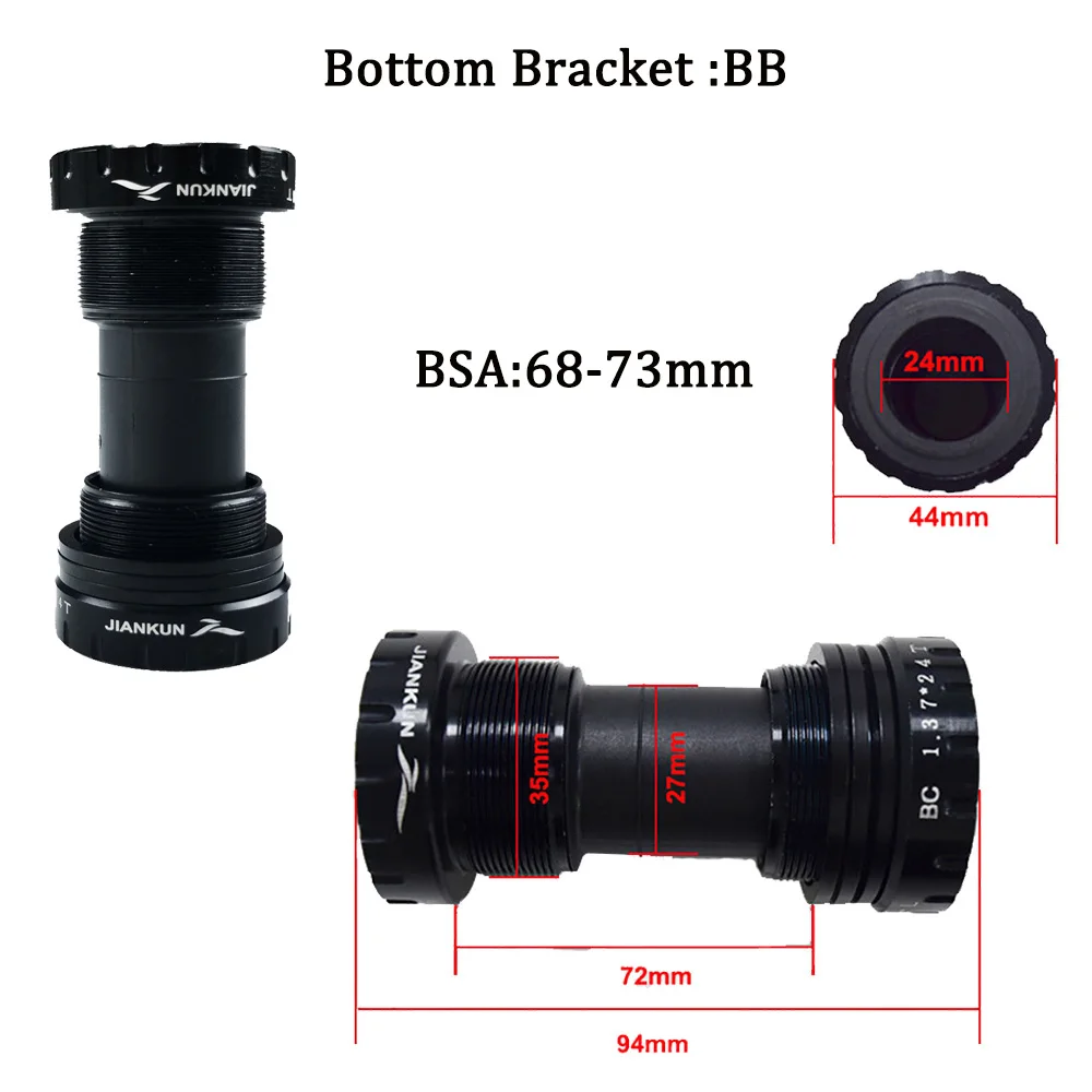 DECKAS 104BCD цепь узкая широкая велосипедная MTB шатун горный велосипед 170 мм кривошипный набор круглая цепь для дорожного велосипеда кольцо 40-52T BB - Цвет: BB-Black