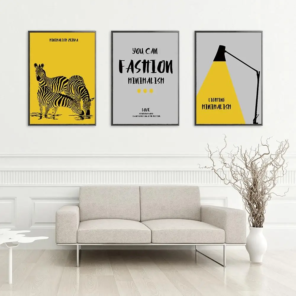 Скандинавский плакат желтый Зебра холст картина мультфильм любовник фотографии